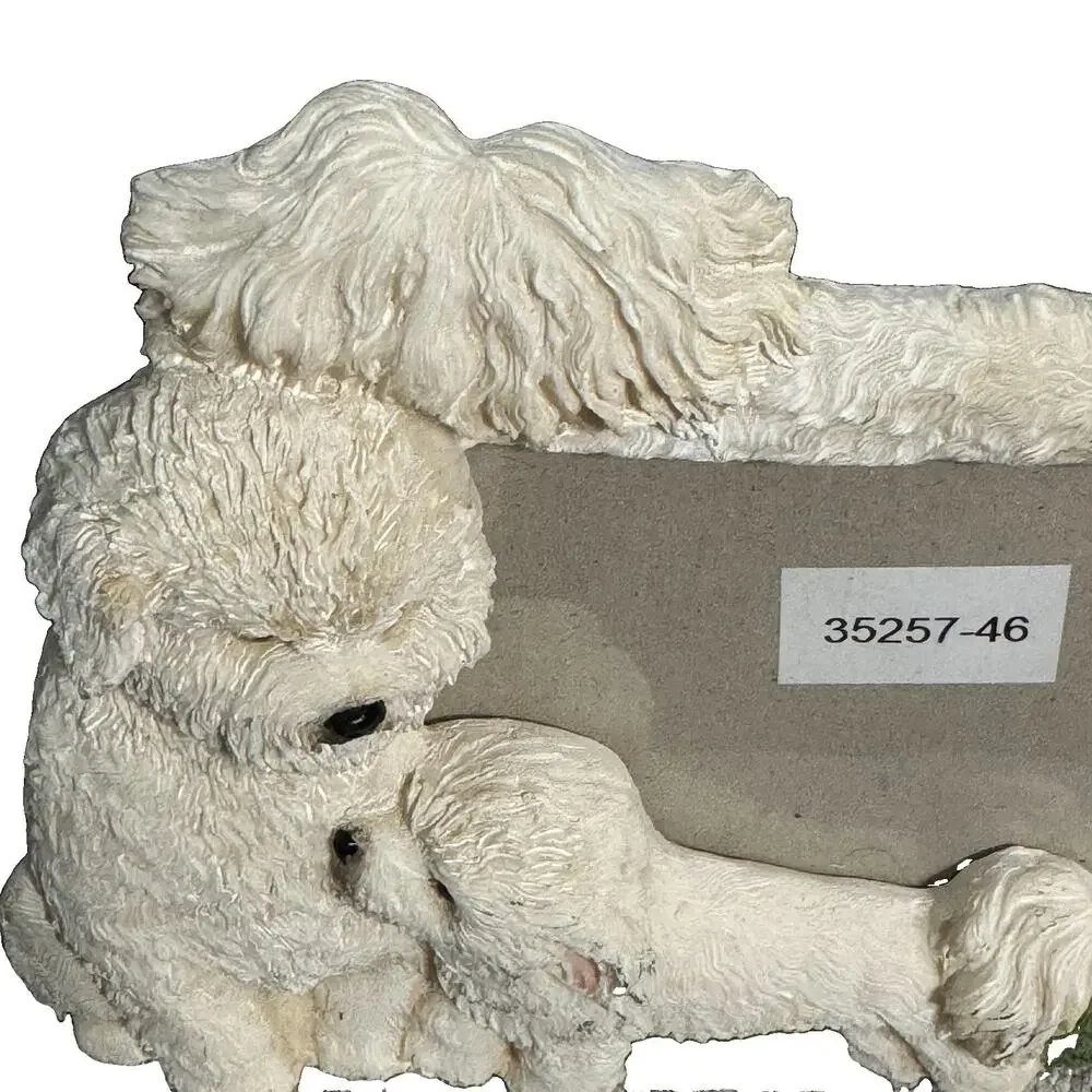 Dog Bichon Frise Figurine Photo Frame Fits 4×6 Photo. Poly Resin